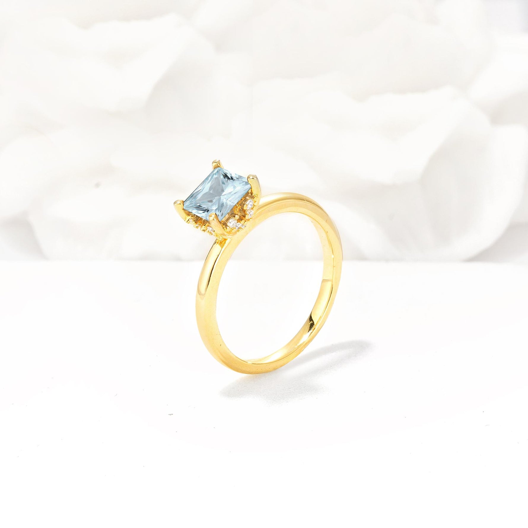 Princess Cut Aquamarine Hidden Halo Engagement Ring - Additional view