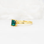 Princess Cut Emerald Hidden Halo Engagement Ring - Additional view