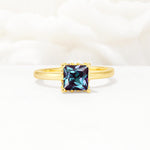 Princess Cut Alexandrite Hidden Halo Engagement Ring - Additional view
