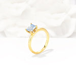 Princess Cut Moonstone Hidden Halo Engagement Ring - Additional view