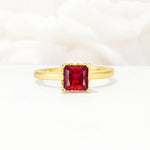 Princess Cut Ruby Hidden Halo Engagement Ring - Additional view
