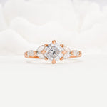 Vintage-Inspired Princess Cut Moissanite Cluster Engagement Ring - Additional view