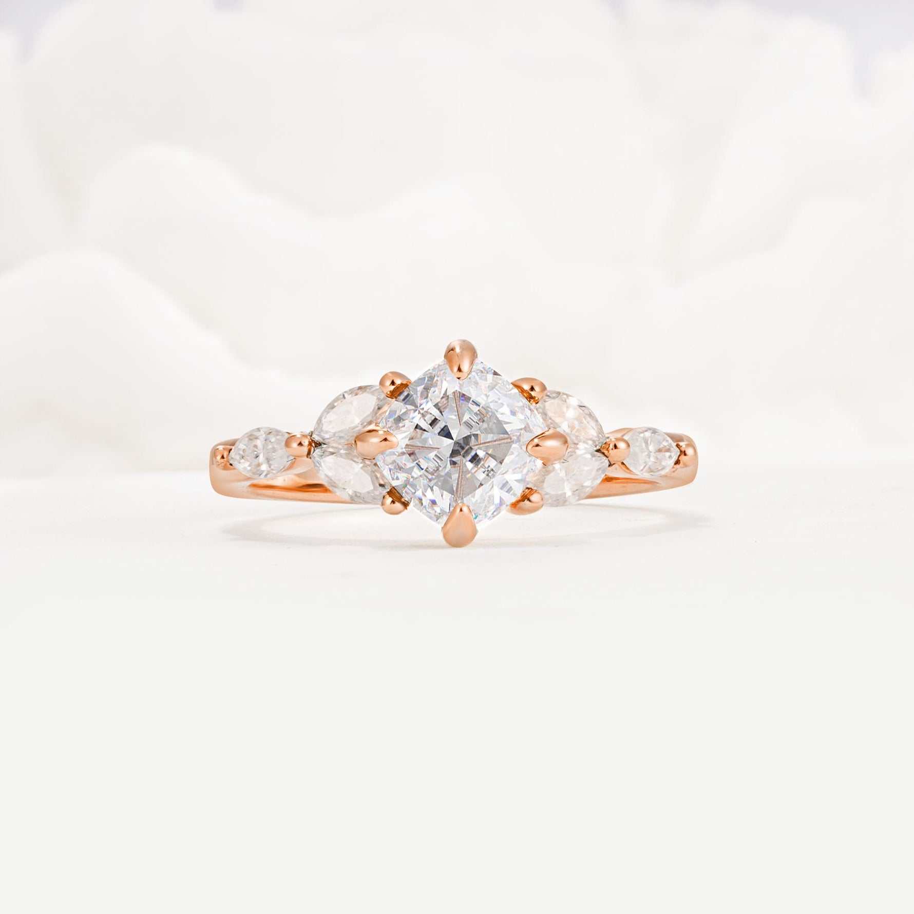 Vintage-Inspired Princess Cut Moissanite Cluster Engagement Ring - Additional view