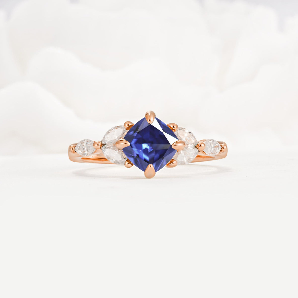 Vintage-Inspired Princess Cut Tanzanite Cluster Engagement Ring - Additional view