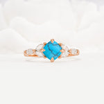 Vintage-Inspired Princess Cut Turquoise Cluster Engagement Ring - Additional view