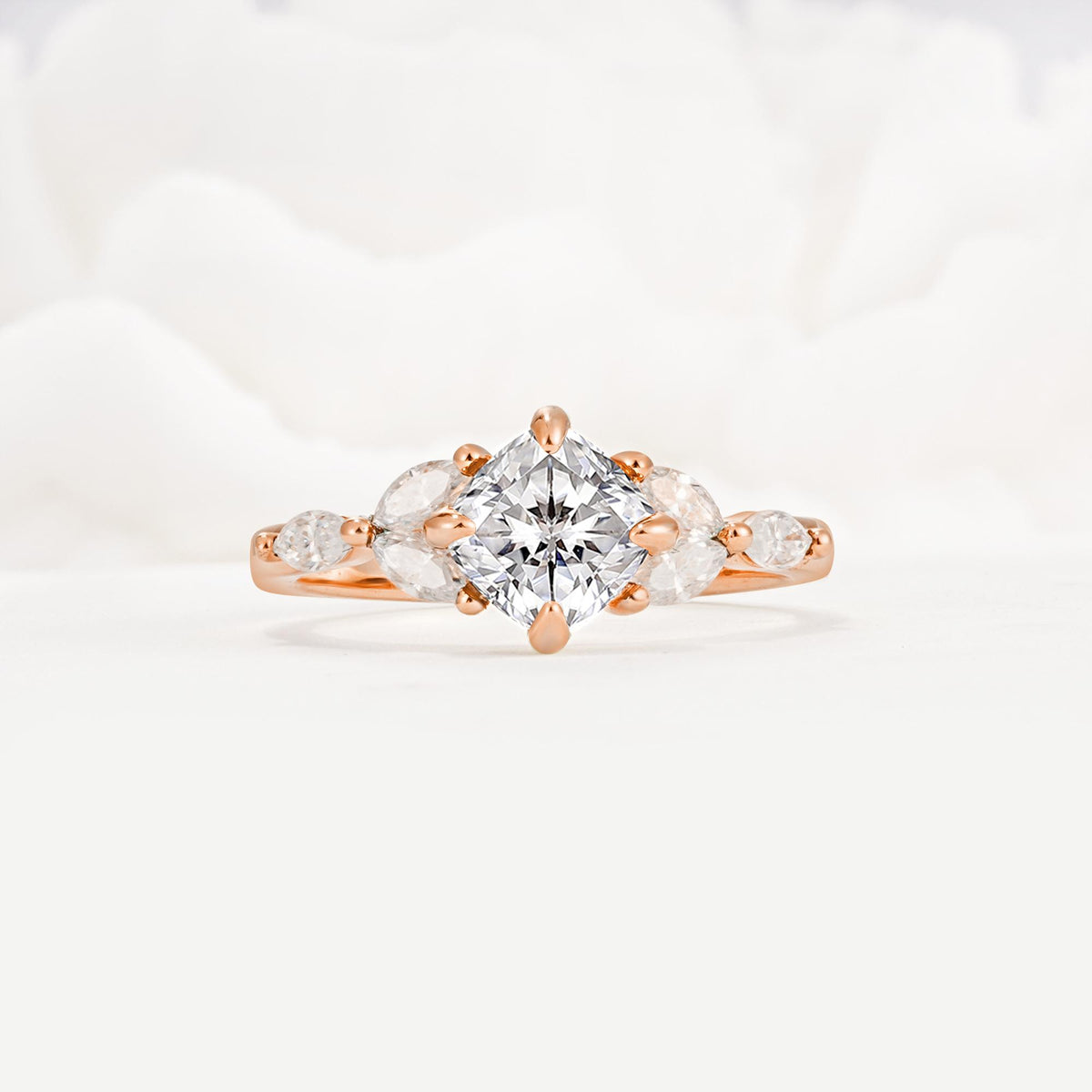 Vintage-Inspired Princess Cut Lab Diamond Cluster Engagement Ring - Additional view