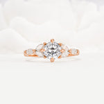 Vintage-Inspired Princess Cut Lab Diamond Cluster Engagement Ring - Additional view