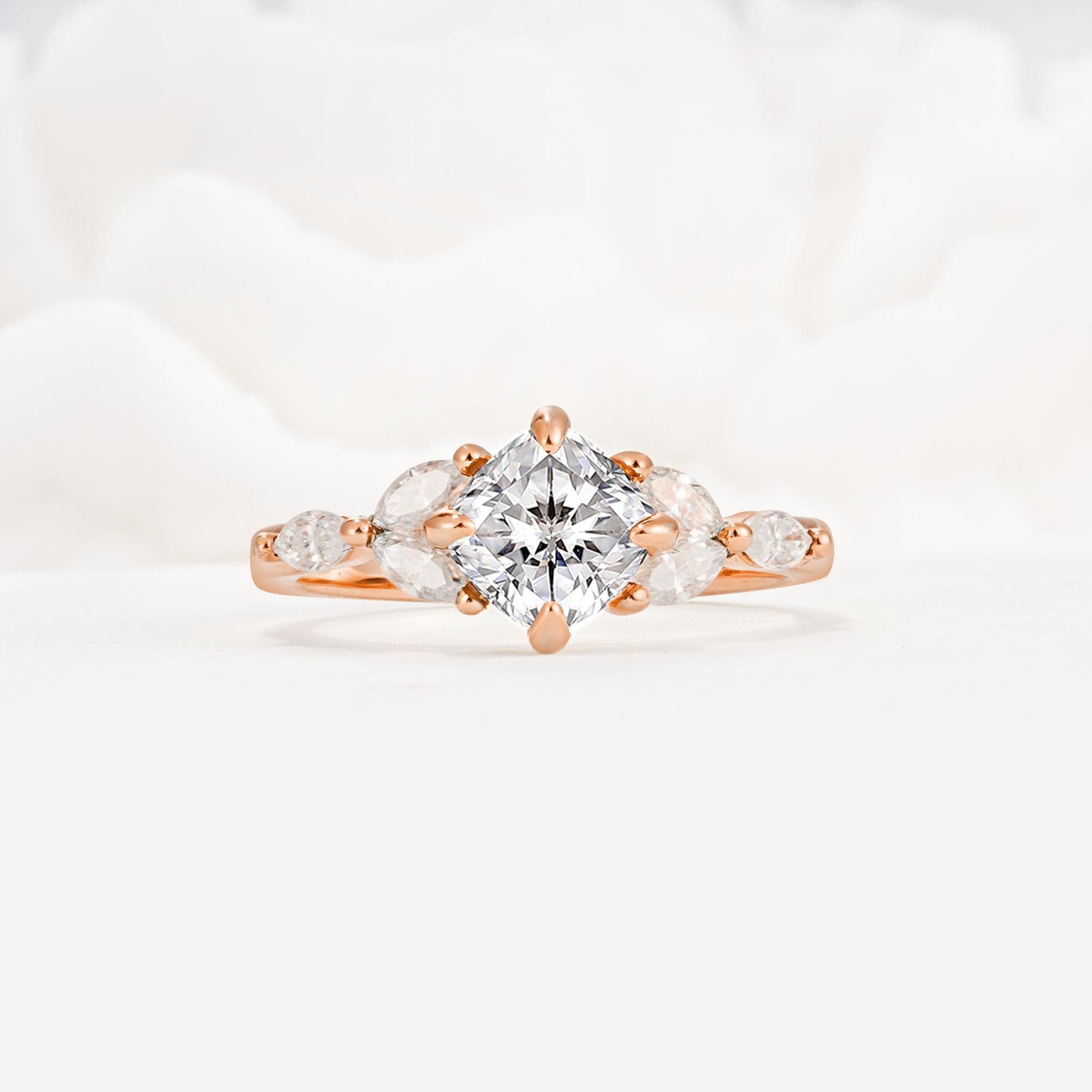 Vintage-Inspired Princess Cut Lab Diamond Cluster Engagement Ring - Additional view