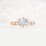 Vintage-Inspired Princess Cut Moonstone Cluster Engagement Ring - Additional view