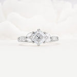 Vintage-Inspired Princess Cut Moissanite Cluster Engagement Ring - Additional view
