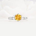 Vintage-Inspired Princess Cut Citrine Cluster Engagement Ring - Additional view