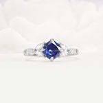 Vintage-Inspired Princess Cut Tanzanite Cluster Engagement Ring - Additional view