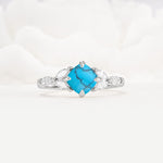 Vintage-Inspired Princess Cut Turquoise Cluster Engagement Ring - Additional view