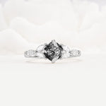 Vintage-Inspired Princess Cut Black Rutilated Quartz Cluster Engagement Ring - Additional view