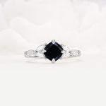Vintage-Inspired Princess Cut Black Onyx Cluster Engagement Ring - Additional view