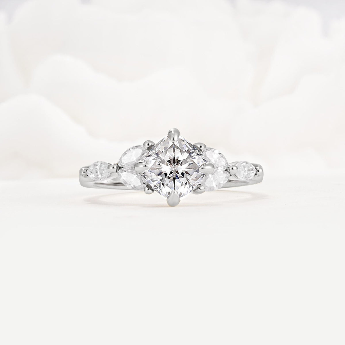 Vintage-Inspired Princess Cut Lab Diamond Cluster Engagement Ring - Additional view