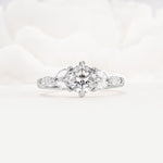 Vintage-Inspired Princess Cut Lab Diamond Cluster Engagement Ring - Additional view