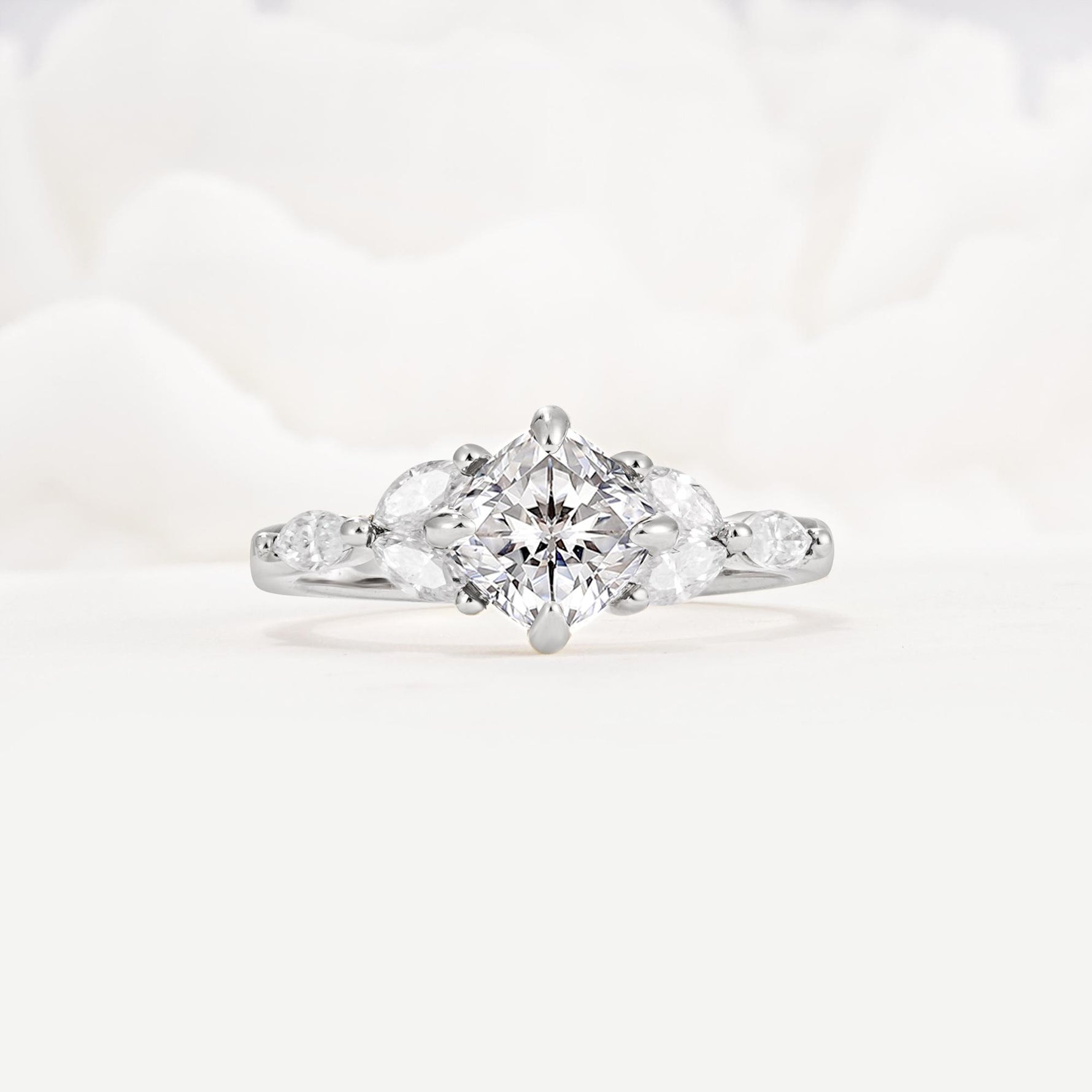 Vintage-Inspired Princess Cut Lab Diamond Cluster Engagement Ring - Additional view