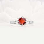 Vintage-Inspired Princess Cut Garnet Cluster Engagement Ring - Additional view