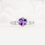 Vintage-Inspired Princess Cut Amethyst Cluster Engagement Ring - Additional view