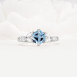 Vintage-Inspired Princess Cut Aquamarine Cluster Engagement Ring - Additional view