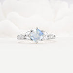 Vintage-Inspired Princess Cut Moonstone Cluster Engagement Ring - Additional view