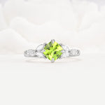 Vintage-Inspired Princess Cut Peridot Cluster Engagement Ring - Additional view