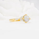 Vintage-Inspired Princess Cut Moissanite Cluster Engagement Ring - Additional view