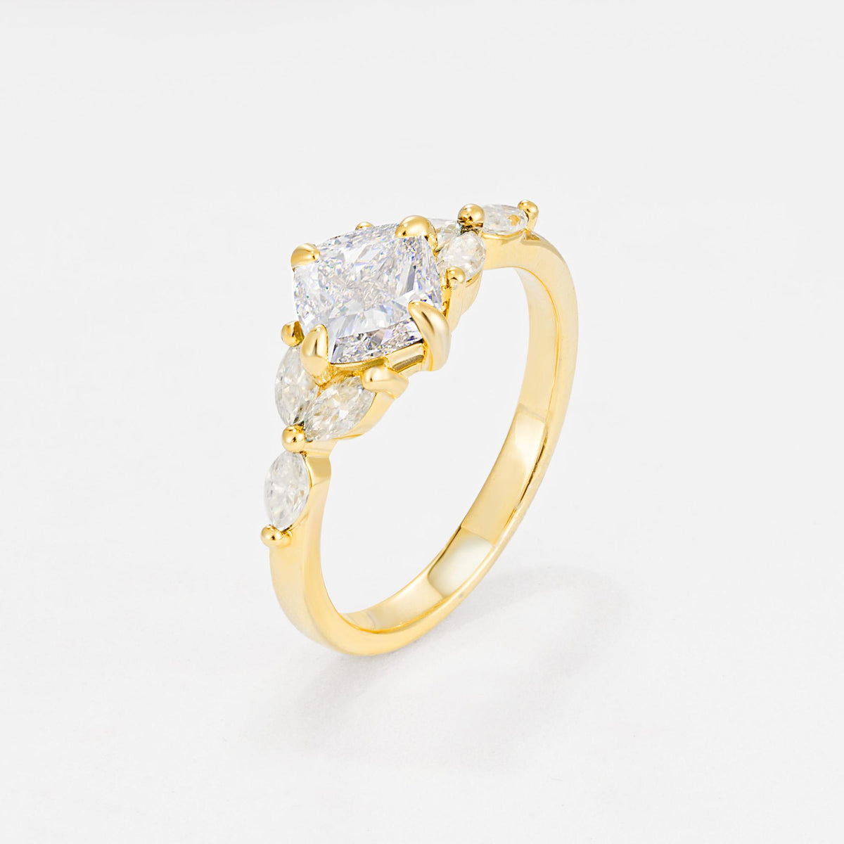 Vintage-Inspired Princess Cut Moissanite Cluster Engagement Ring - Additional view