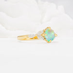 Vintage-Inspired Princess Cut Fire Opal Cluster Engagement Ring - Additional view