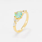 Vintage-Inspired Princess Cut Fire Opal Cluster Engagement Ring - Additional view