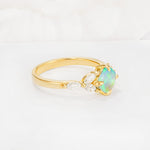 Vintage-Inspired Princess Cut Fire Opal Cluster Engagement Ring - Additional view