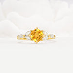 Vintage-Inspired Princess Cut Citrine Cluster Engagement Ring - Additional view