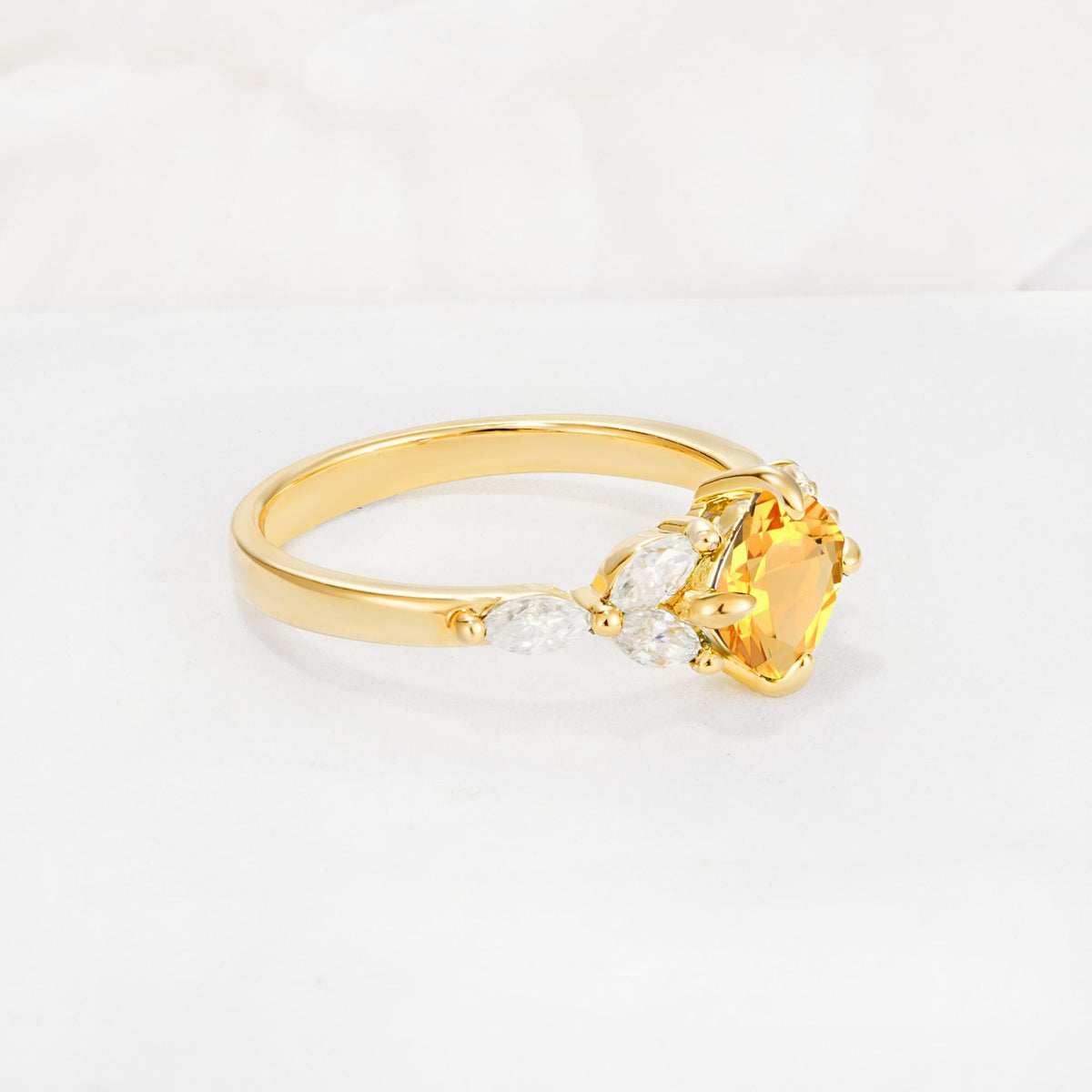 Vintage-Inspired Princess Cut Citrine Cluster Engagement Ring - Additional view