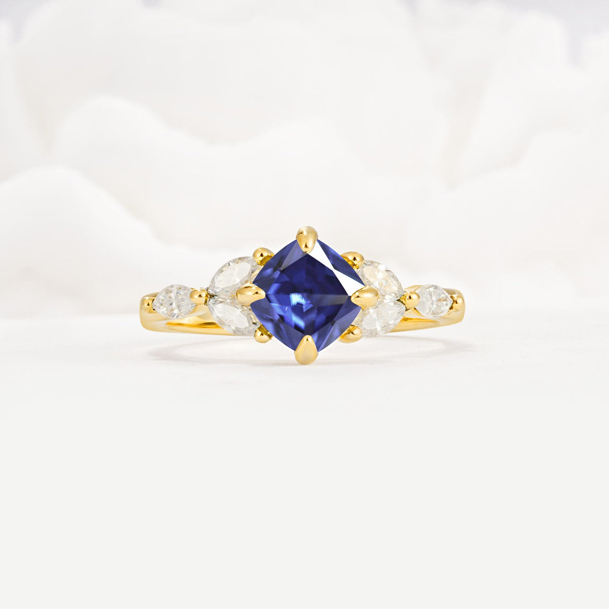 Vintage-Inspired Princess Cut Tanzanite Cluster Engagement Ring - Additional view