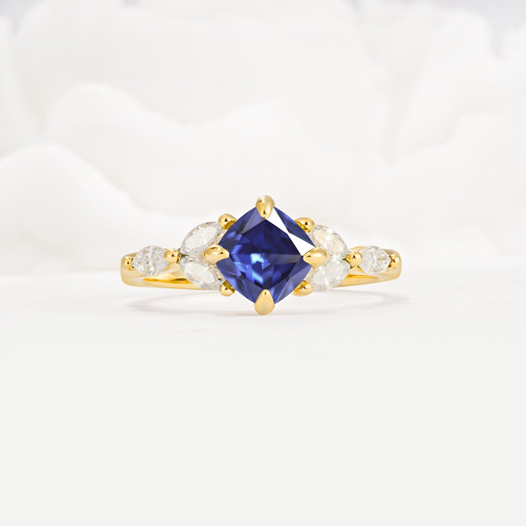 Vintage-Inspired Princess Cut Tanzanite Cluster Engagement Ring - Additional view