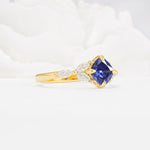 Vintage-Inspired Princess Cut Tanzanite Cluster Engagement Ring - Additional view
