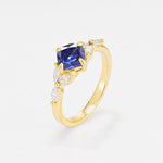 Vintage-Inspired Princess Cut Tanzanite Cluster Engagement Ring - Additional view