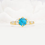 Vintage-Inspired Princess Cut Turquoise Cluster Engagement Ring - Additional view