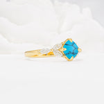 Vintage-Inspired Princess Cut Turquoise Cluster Engagement Ring - Additional view