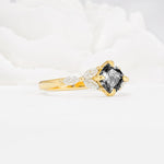 Vintage-Inspired Princess Cut Black Rutilated Quartz Cluster Engagement Ring - Additional view