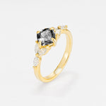 Vintage-Inspired Princess Cut Black Rutilated Quartz Cluster Engagement Ring - Additional view