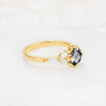 Vintage-Inspired Princess Cut Black Rutilated Quartz Cluster Engagement Ring - Additional view