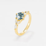 Vintage-Inspired Princess Cut Moss Agate Cluster Engagement Ring - Additional view