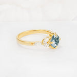 Vintage-Inspired Princess Cut Moss Agate Cluster Engagement Ring - Additional view