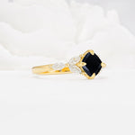 Vintage-Inspired Princess Cut Black Onyx Cluster Engagement Ring - Additional view