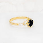 Vintage-Inspired Princess Cut Black Onyx Cluster Engagement Ring - Additional view