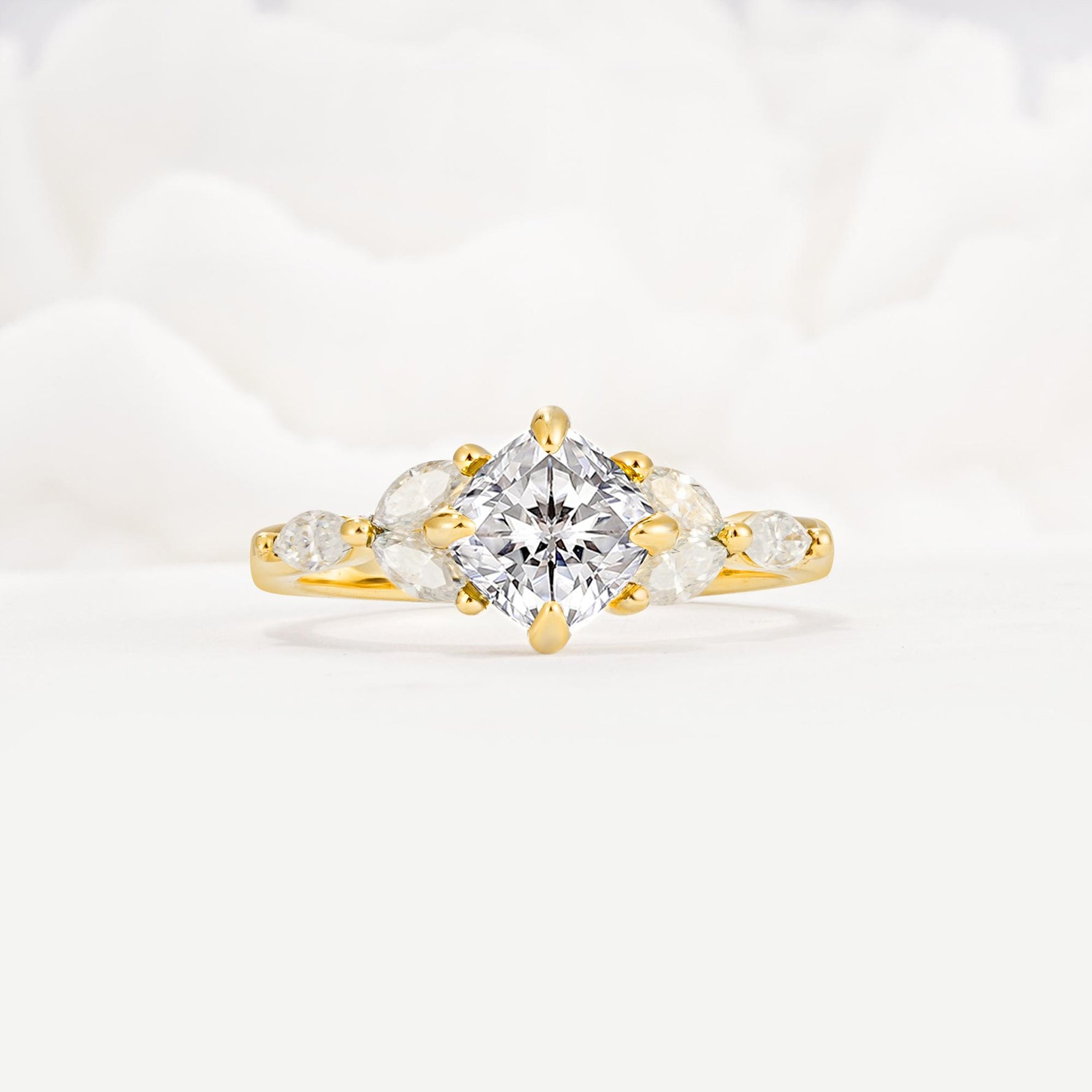 Vintage-Inspired Princess Cut Lab Diamond Cluster Engagement Ring - Additional view
