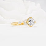 Vintage-Inspired Princess Cut Lab Diamond Cluster Engagement Ring - Additional view