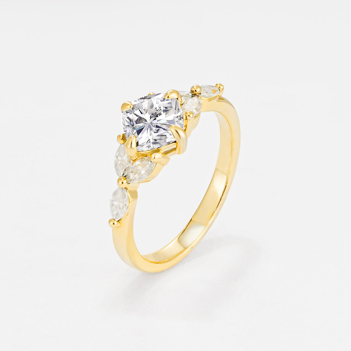 Vintage-Inspired Princess Cut Lab Diamond Cluster Engagement Ring - Additional view